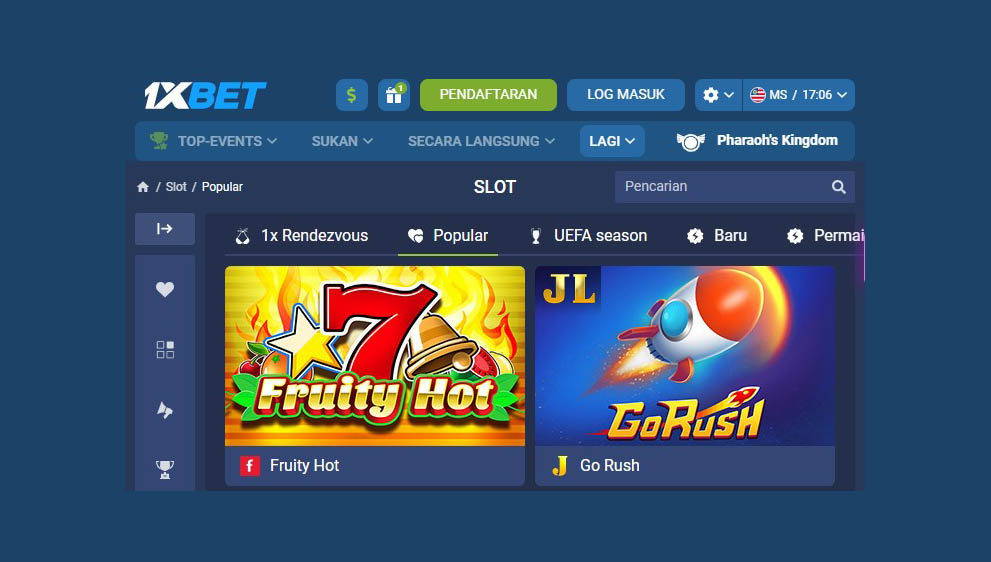 1xbet casino game section